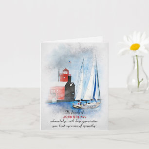 Sympathy Thank You Sailboat and Lighthouse Card