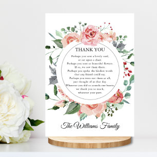 Sympathy Thank You Watercolor Floral Poem PHOTO Card