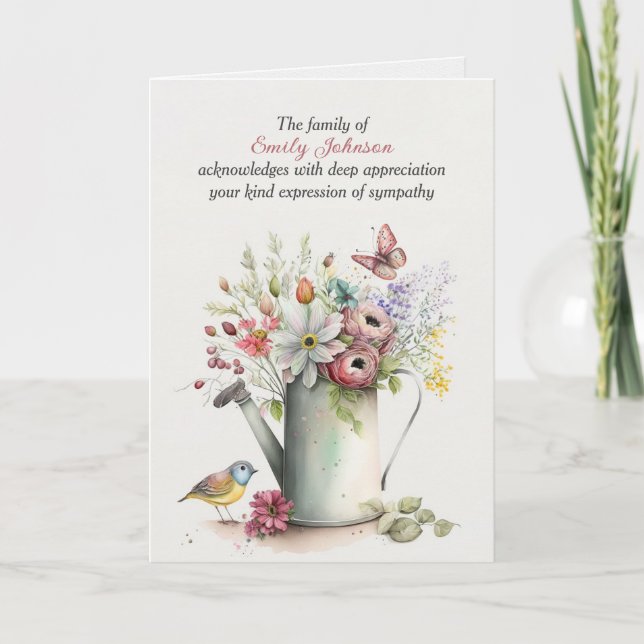 Sympathy Thank You Watering Can Card (Front)