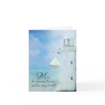 Sympathy Thank You White Watercolor Lighthouse
