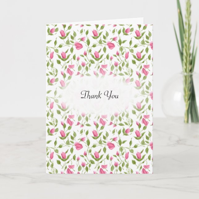 Sympathy Thank You With Pink Roses Card (Front)