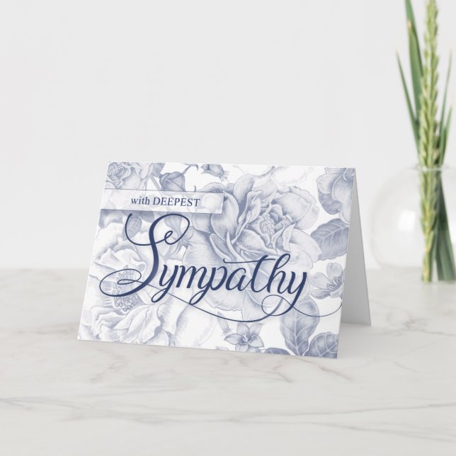 Sympathy Vintage Faded Blue Rose Pattern Card (Front)