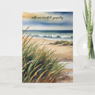 Sympathy Watercolor Beach Grass and Ocean Scene Card