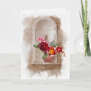 Sympathy Watercolor Flowers and Wine Glass Card