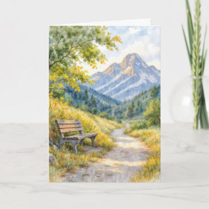 Sympathy Watercolor Mountain Bench Card