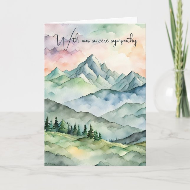 Sympathy Watercolor Mountain Scene Card (Front)