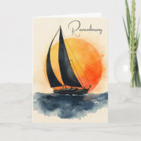 Sympathy Watercolor Sailboat at Sunset