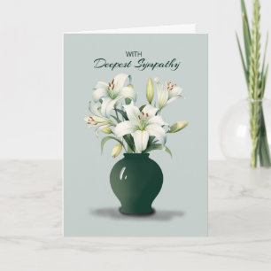 Sympathy White Lilies Green Vase Card
