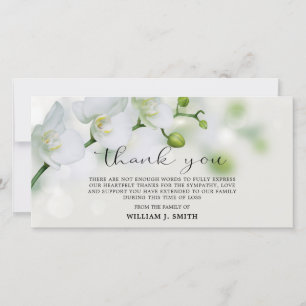 Sympathy White Orchids THANK YOU   PHOTO Card