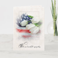 Sympathy White Tulips on American Flag