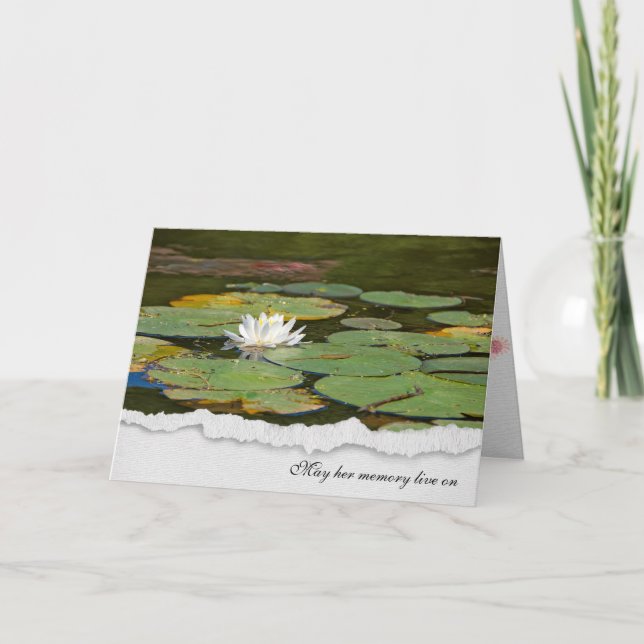sympathy-white water lily with lily pads card (Front)