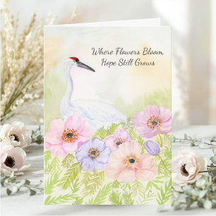 Sympathy Whooping Crane with Anemones  Card