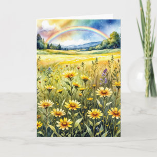 Sympathy Wildflower Field with Rainbow Card