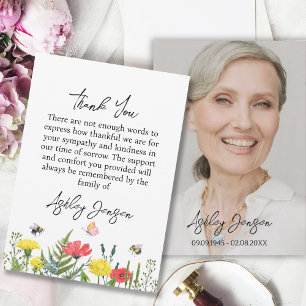 Sympathy Wildflower Photo Funeral Thank You Card