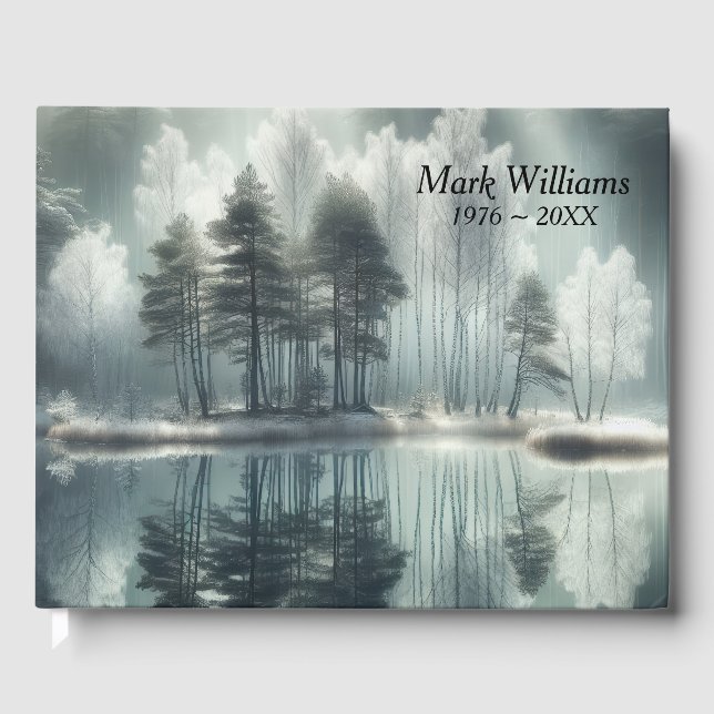 Sympathy Winter Forest With Lake Reflection Guest Book (Front)