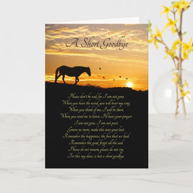 Sympathy with Horse A Short Goodbye Poem Card (Yellow Flower)
