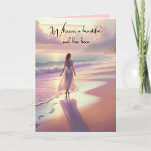 Sympathy Woman Walking On the Beach Card