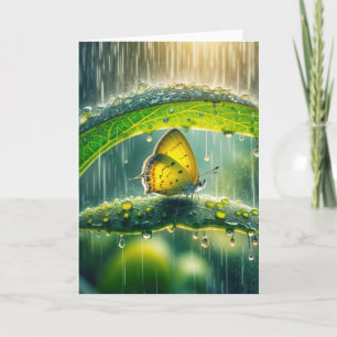 Sympathy Yellow Butterfly In a Rain Shower Card