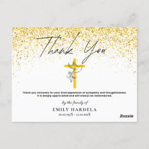 Symphaty Funeral Thank You Card - Cross and Dove
