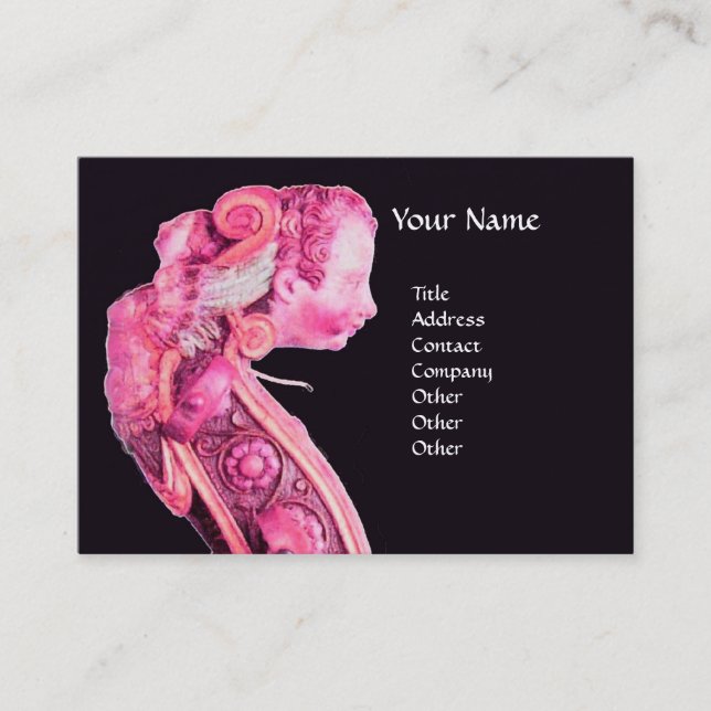 SYMPHONIA CLASSIC MUSIC Pink Fuchsia Violin Scroll Business Card (Front)