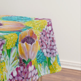 Symphony Hydrangea Poppy Floral Tablecloth