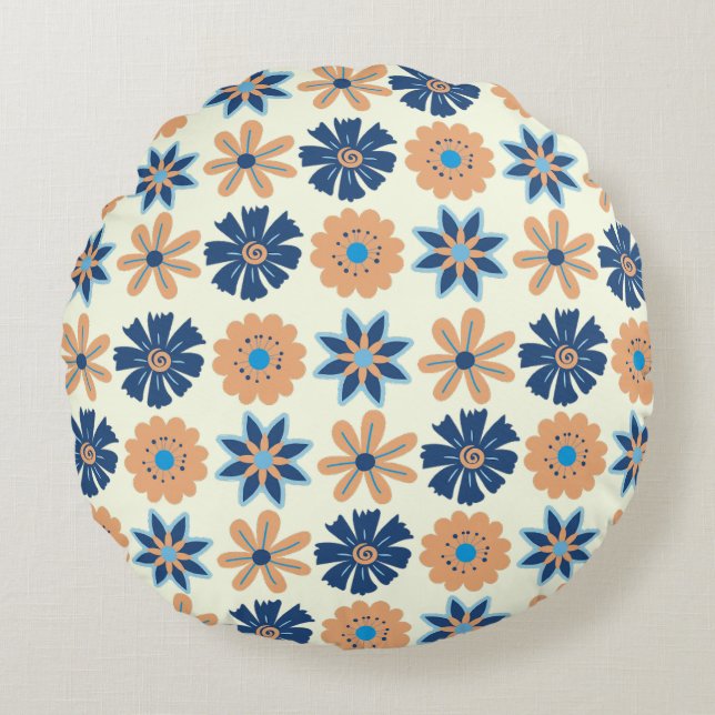 Symphony of Blooms Pattern Round Pillow (Front)