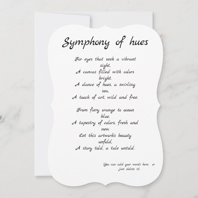 Symphony of hues gift / invitation / thanks card (Back)