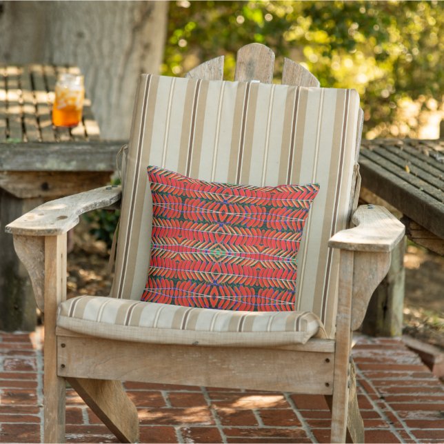 Symphony of Leaves, Red Outdoor Cushion (Chair)
