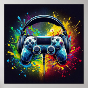 Symphony of Pixels & Sound: Vibrant Gaming Art Poster