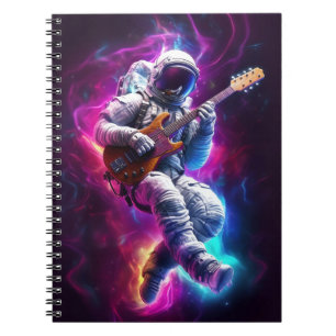 Symphony of the Void Neon Cyberpunk Astronaut Notebook