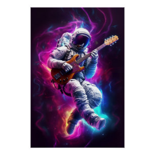 Symphony of the Void   Neon Cyberpunk Astronaut Poster