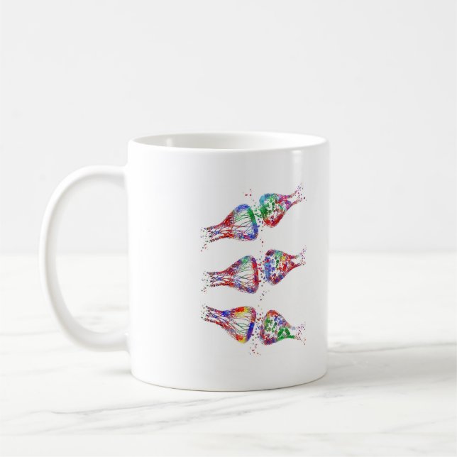 Synapse receptor, neurology, medical art coffee mug (Left)