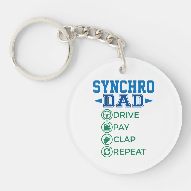 Synchro Dad Drive Pay Clap Synchronised Skating Key Ring (Front)