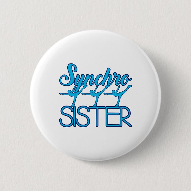 Synchro Sister Synchronised Skating Ice Skater 6 Cm Round Badge (Front)
