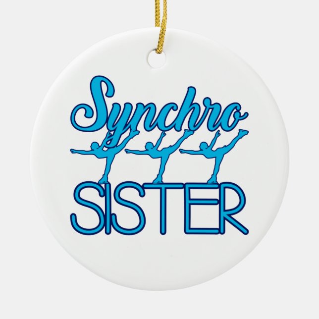 Synchro Sister Synchronised Skating Ice Skater Ceramic Ornament (Front)