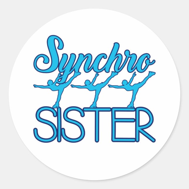 Synchro Sister Synchronized Skating Ice Skater Classic Round Sticker (Front)