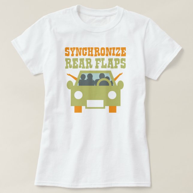 Synchronise Rear Flaps Funny Road Trip T-Shirt (Design Front)