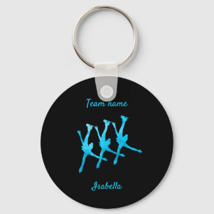 Synchronised skating keychain line turquoise blue