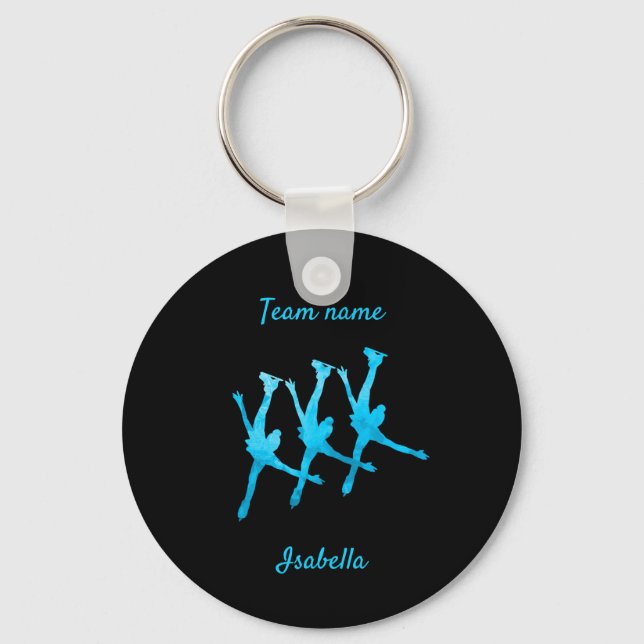 Synchronised skating keychain line turquoise blue (Front)