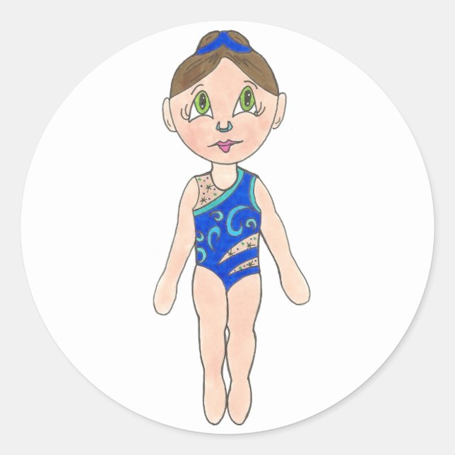 Synchronised Swimmer Girl Synchro Swimming Sports Classic Round Sticker (Front)