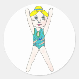 Synchronised Swimmer Girl Synchro Swimming Sports Classic Round Sticker