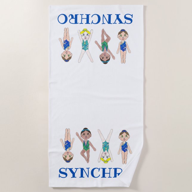 Synchronised Swimmer Girls Swim Team Synchro Beach Towel (Front)
