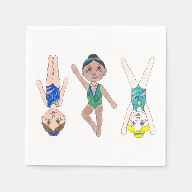 Synchronised Swimmer Girls Synchro Swimming Sports Napkin (Front)