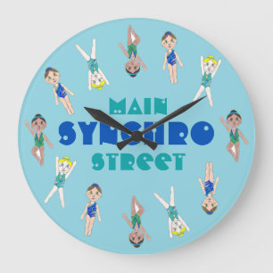 Synchronised Swimmer Pool Synchro Swimming Girls Large Clock