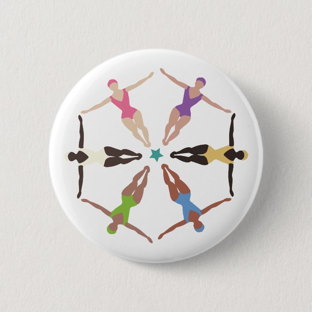 Synchronised Swimmers 6 Cm Round Badge (Front)