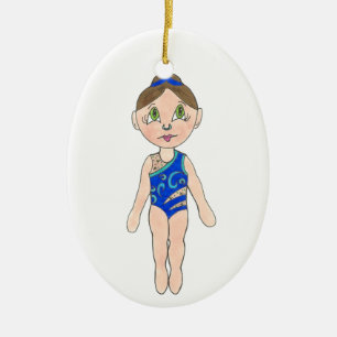 Synchronised Swimming Blue Synchro Swimmer Girl Ceramic Ornament