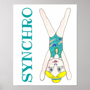 Synchronised Swimming Blue Synchro Swimmer Girl Poster