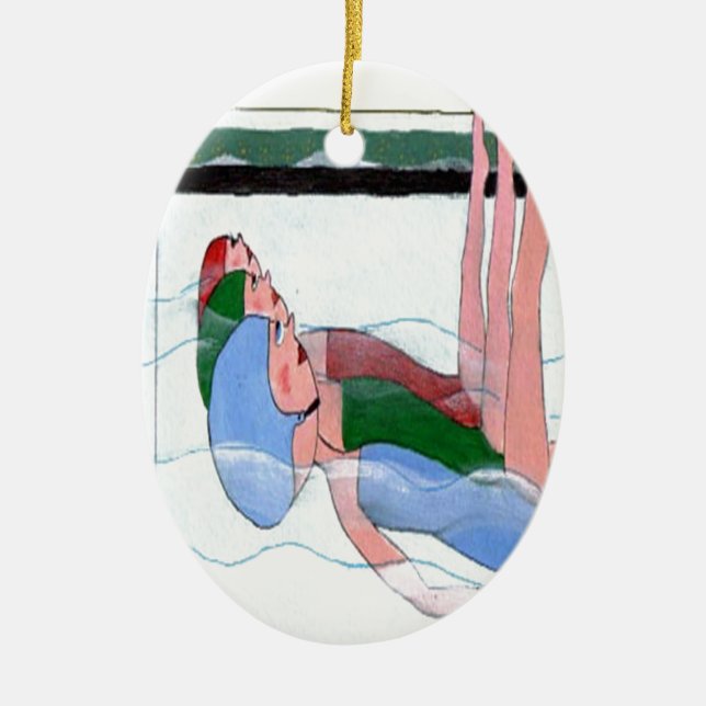 Synchronised Swimming Ceramic Tree Decoration (Front)