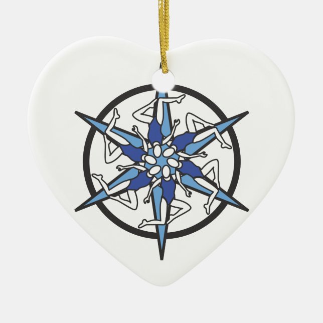 Synchronised Swimming Circle Logo in Blue Ceramic Tree Decoration (Front)