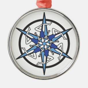 Synchronised Swimming Circle Logo in Blue Metal Tree Decoration